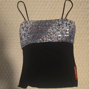 Prada Black and Silver Sequin Camisole